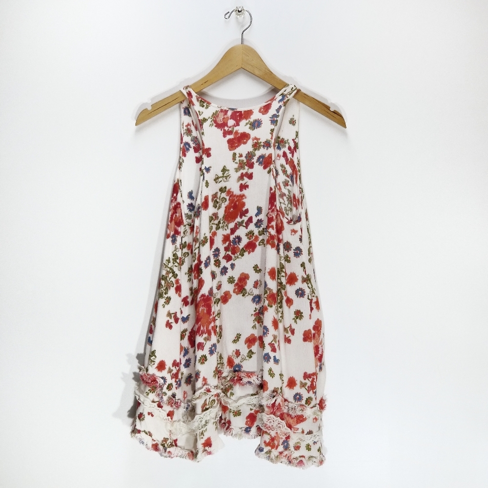 Free People | Floral Ruffle Racerback Tank Small - Picture 4 of 7